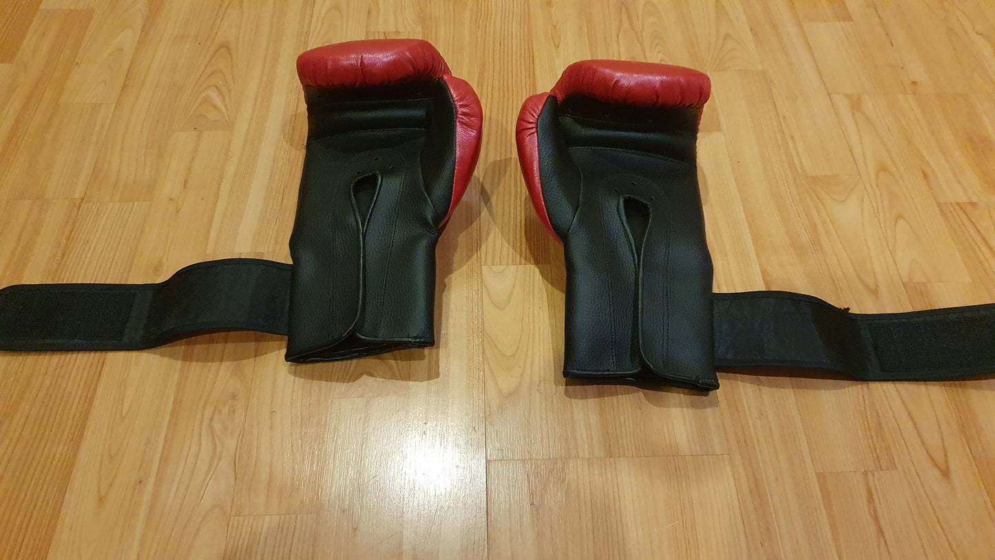 Unused Palomares Red and Black Leather Boxing Gloves