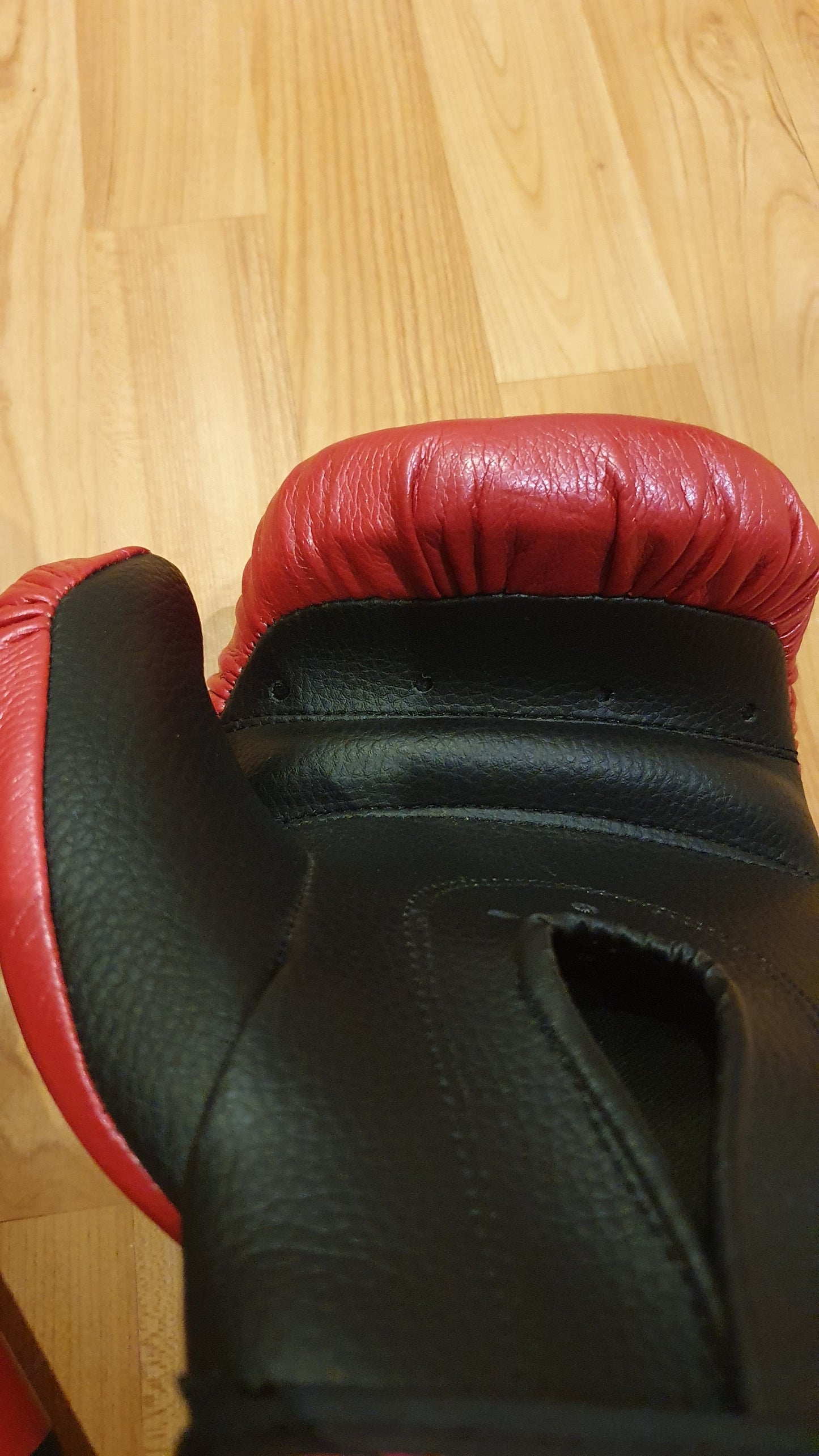 Unused Palomares Red and Black Leather Boxing Gloves