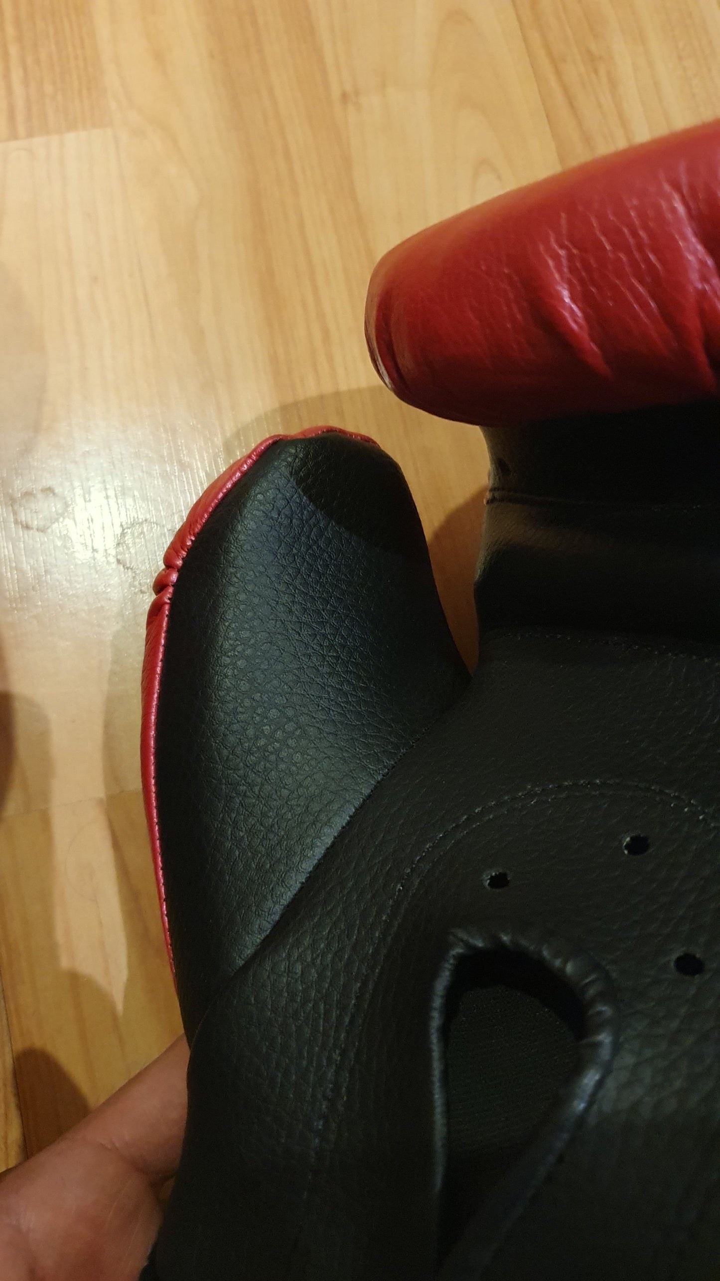 Unused Palomares Red and Black Leather Boxing Gloves