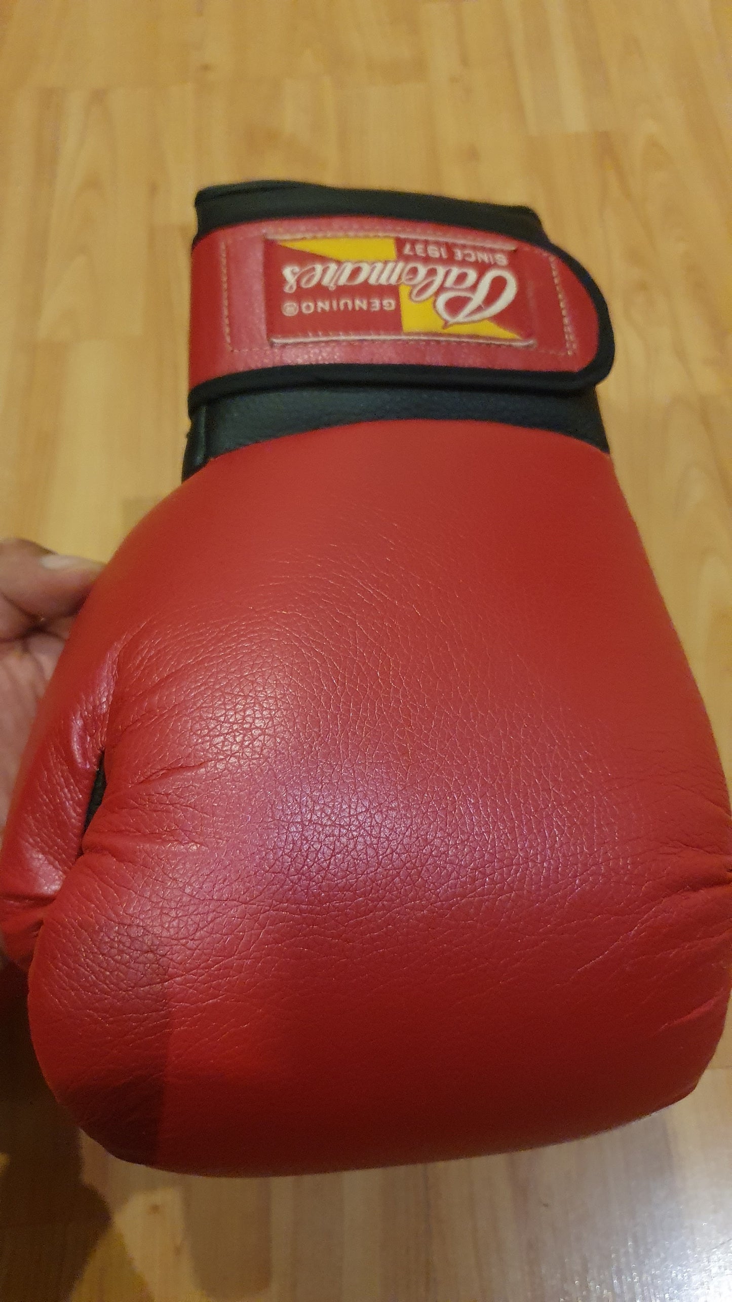 Unused Palomares Red and Black Leather Boxing Gloves