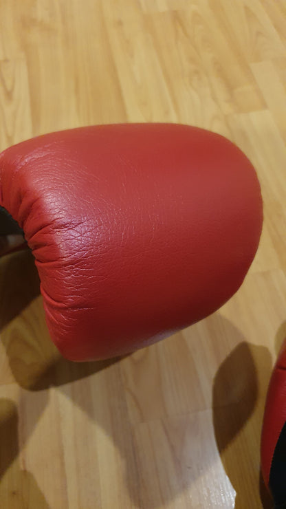 Unused Palomares Red and Black Leather Boxing Gloves