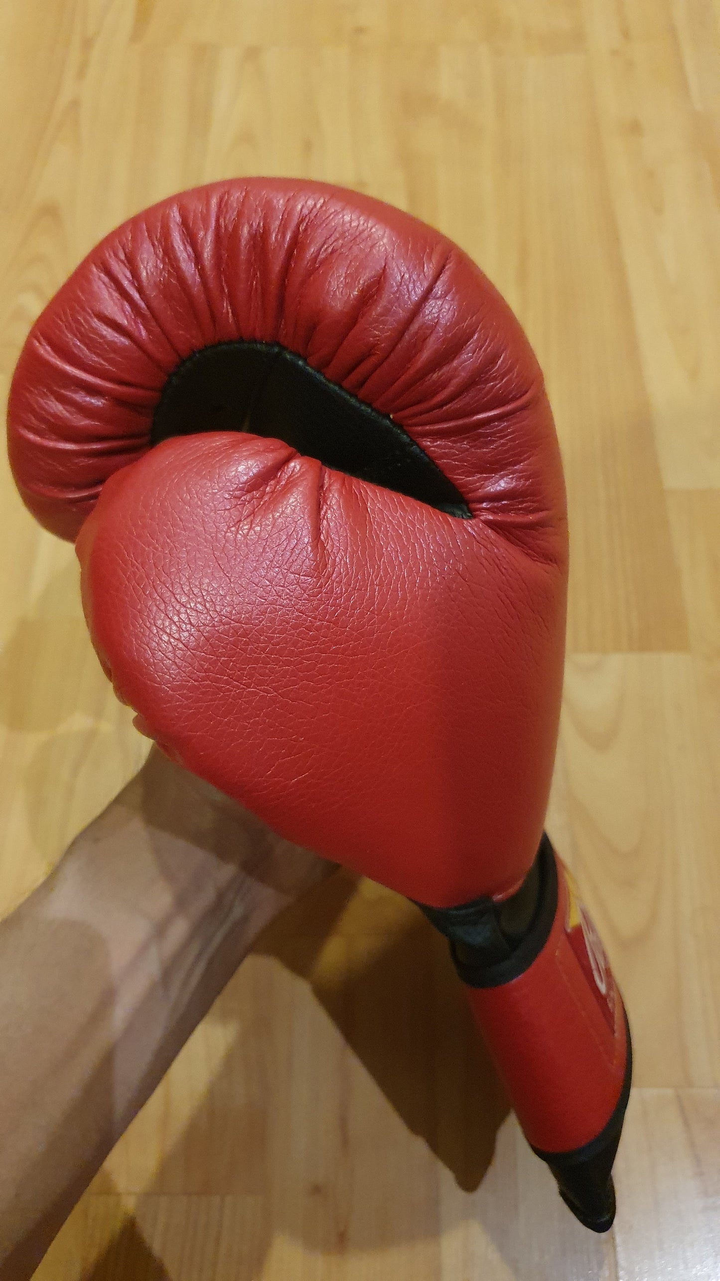 Unused Palomares Red and Black Leather Boxing Gloves